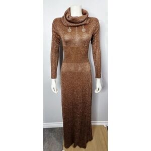 Vintage 1970s WENJILLI Metallic Copper Maxi Dress